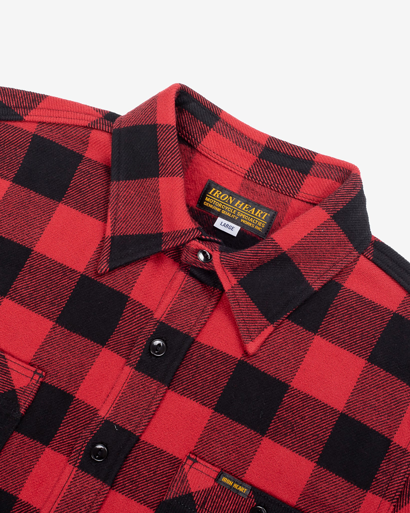 IHSH-244-RED Ultra Heavy Flannel Buffalo Check Work Shirt - Red/Black - 6