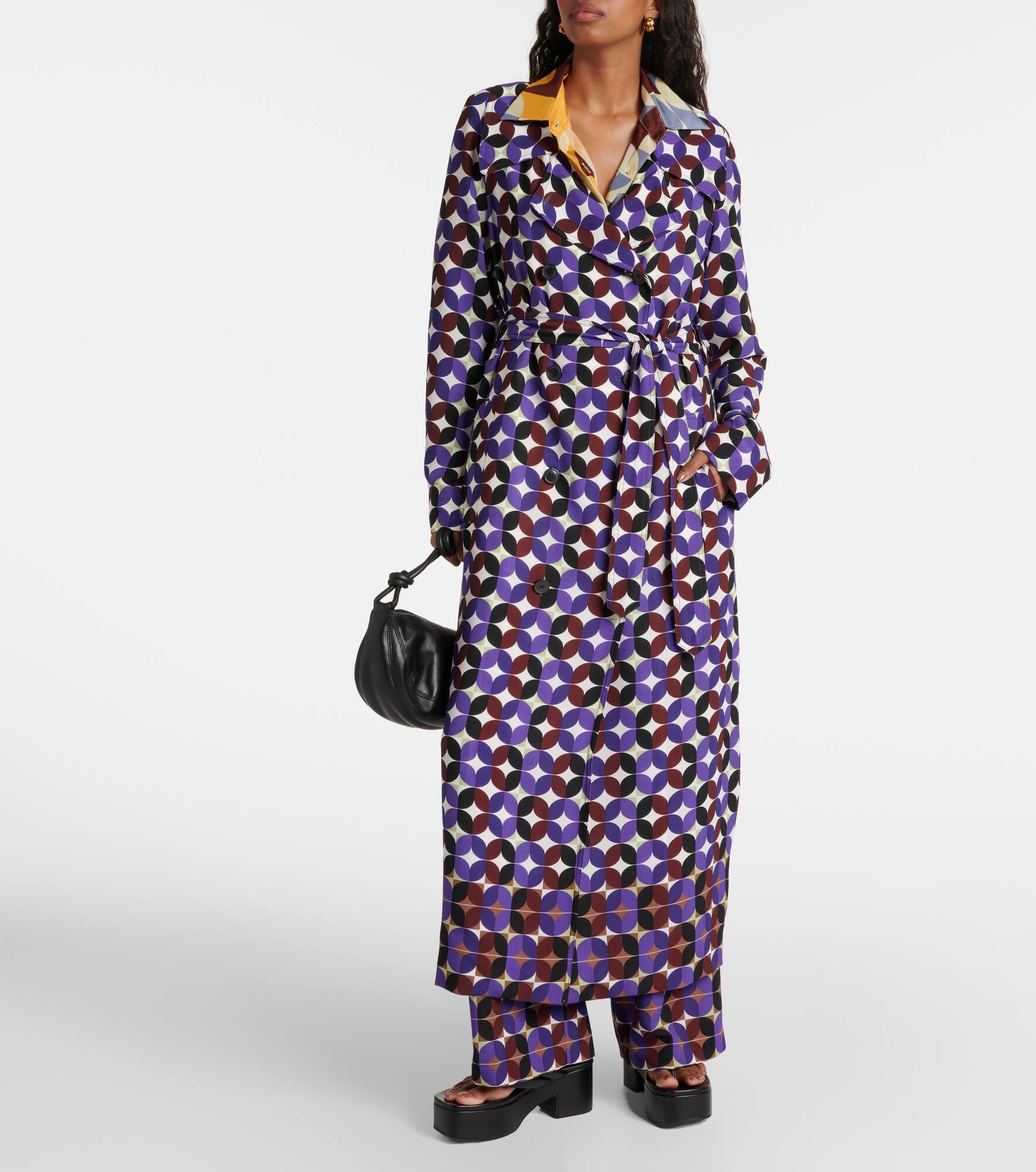 Printed double-breasted coat - 6