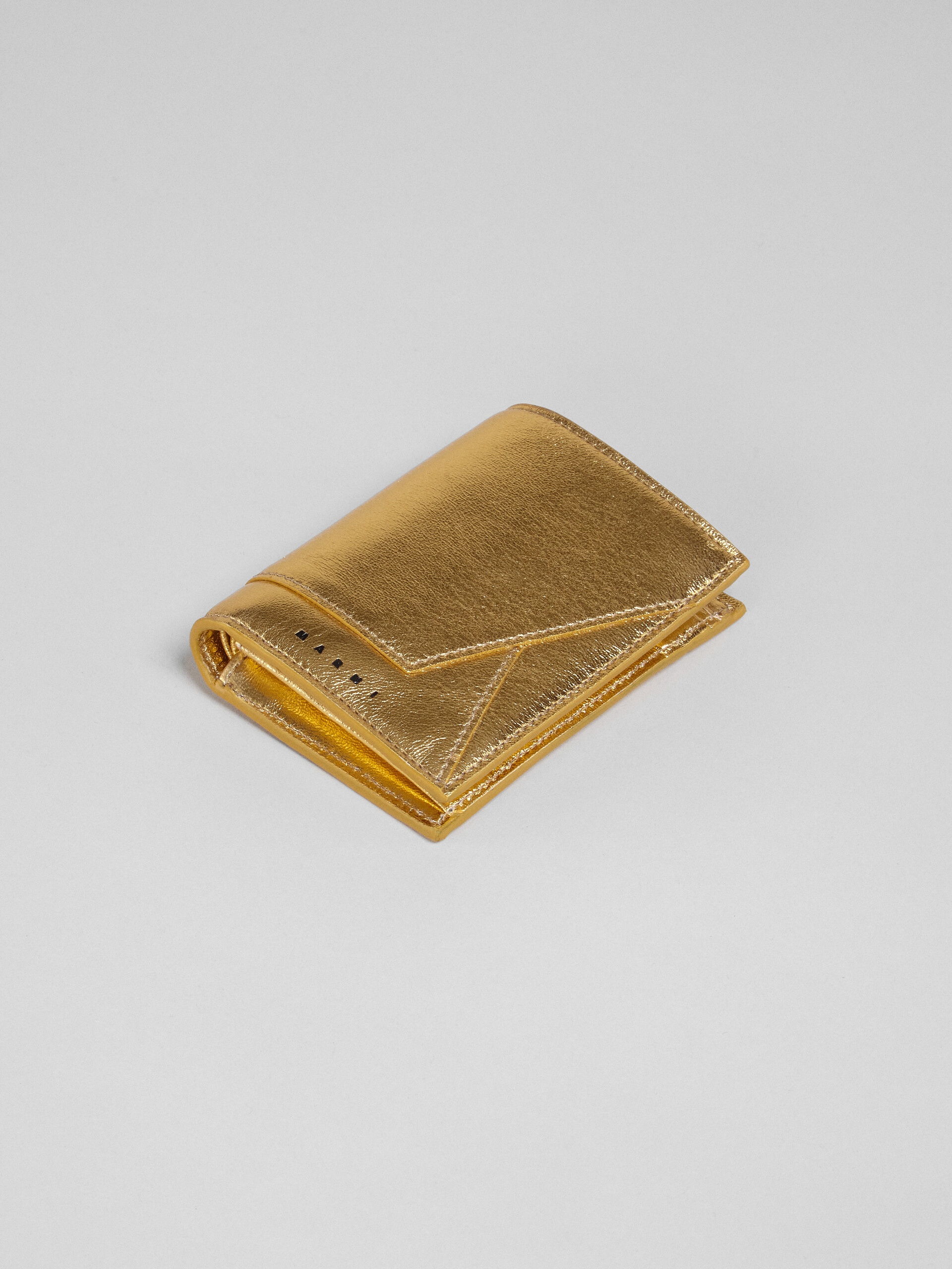 GOLD METALLIC LEATHER BI-FOLD WALLET - 4