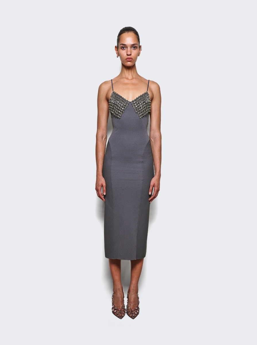 Embellished Midi Dress Grey - 3