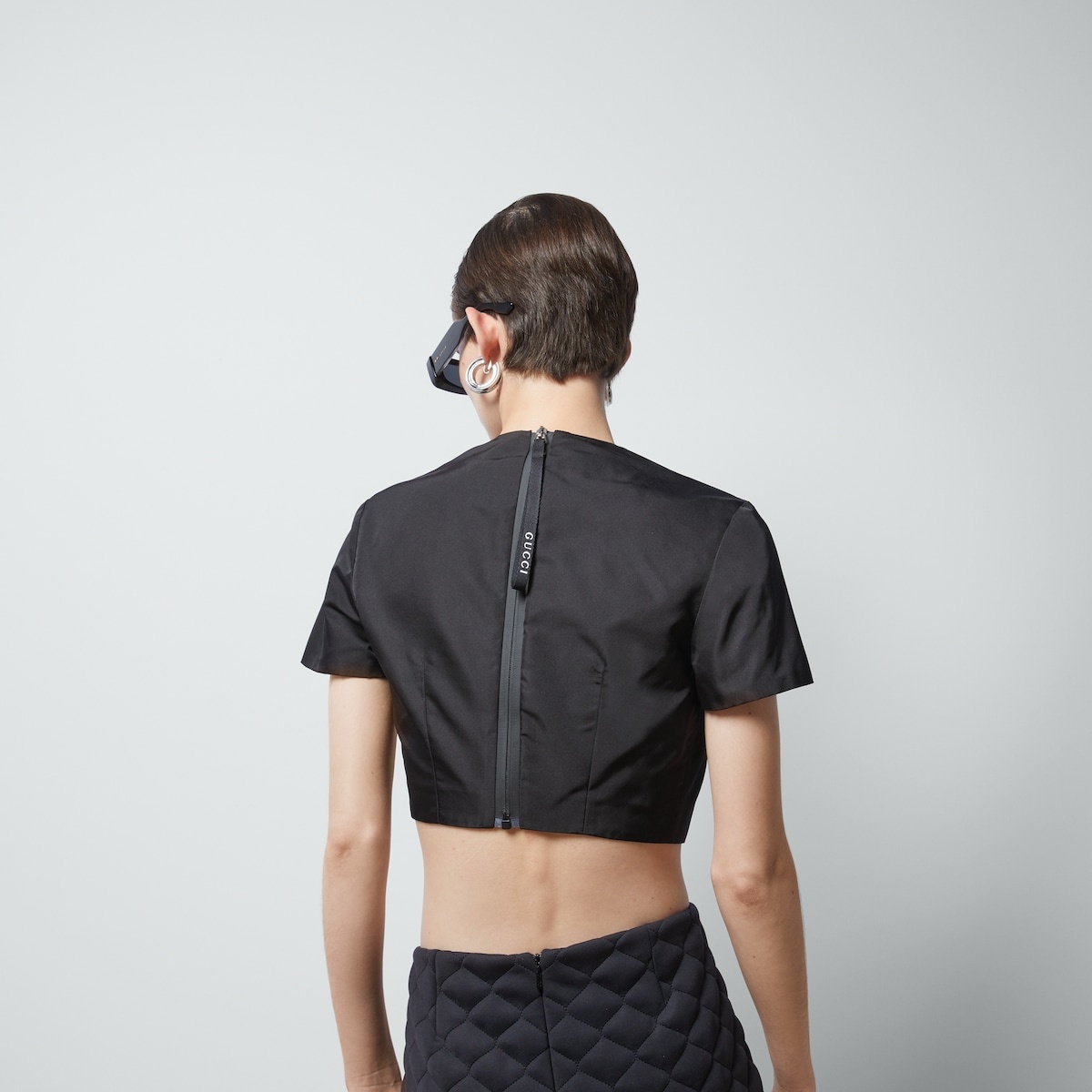 Silk cropped top with Web - 6