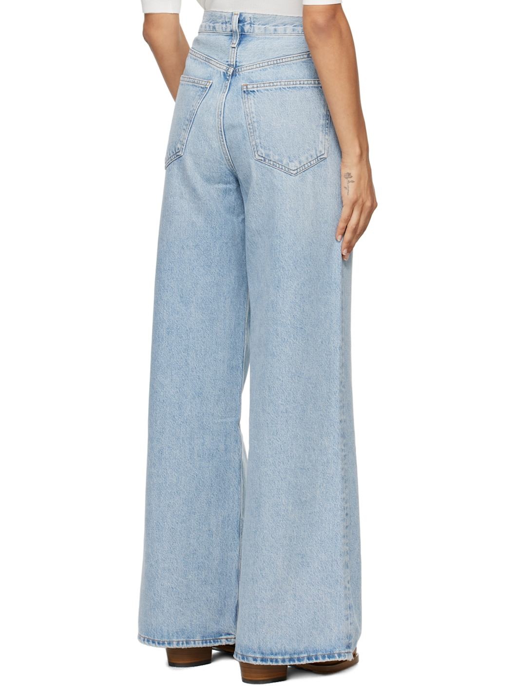 Blue Dame High Rise Wide Leg No Cuff Jeans - 3
