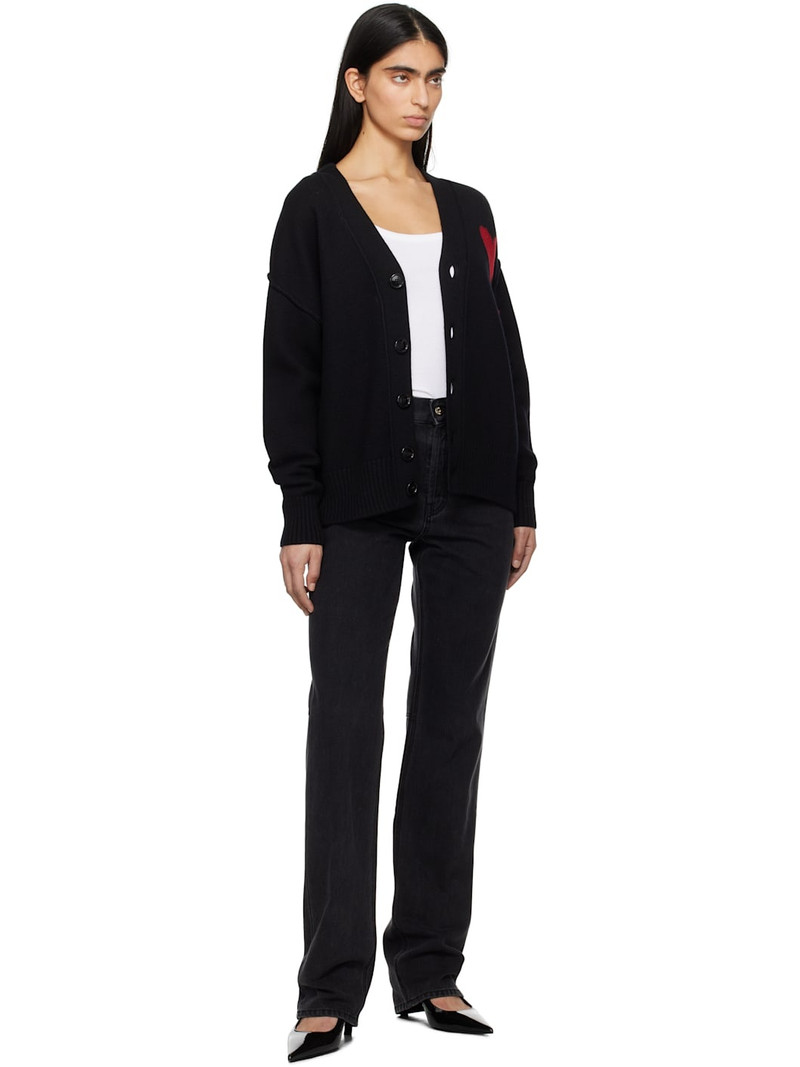 AMI Paris Gray Wool Ami de Coeur Cardigan outlook