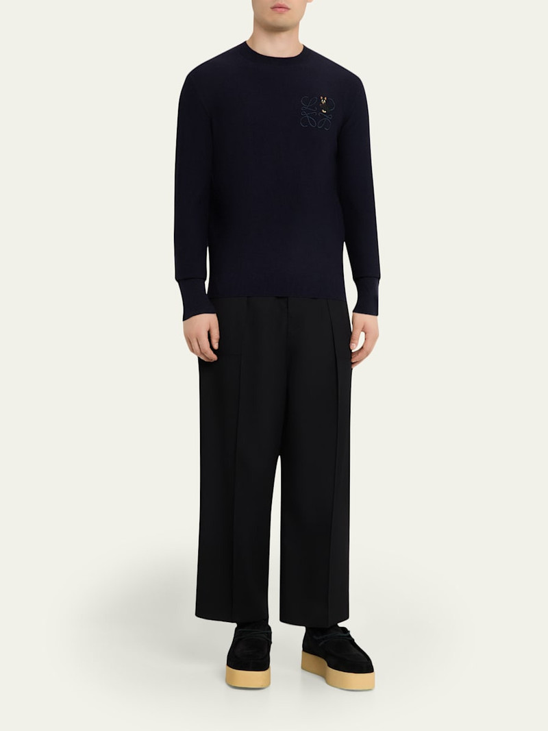 Loewe Men's Futurist Cat Anagram Wool Crewneck Sweater outlook