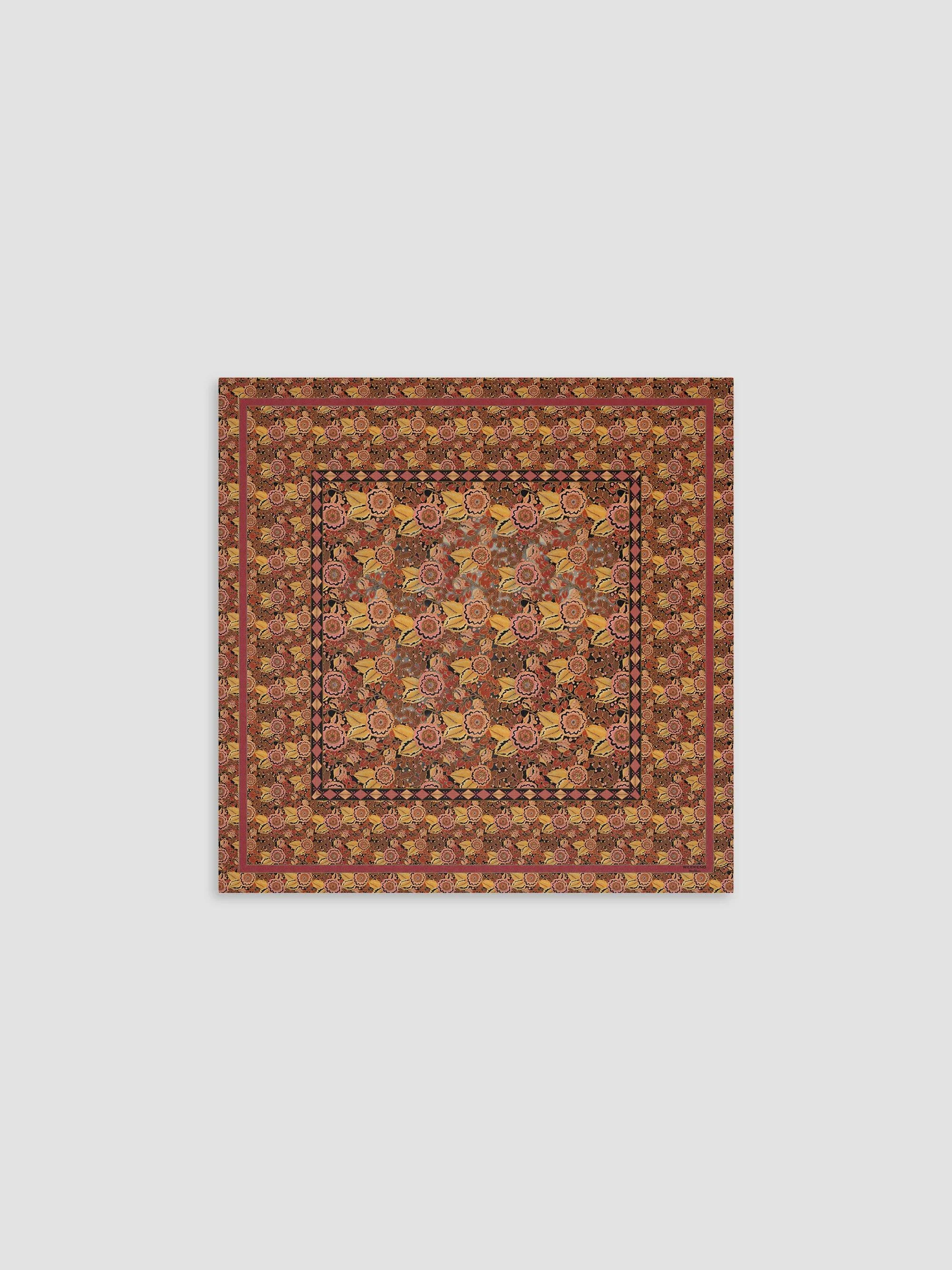 Women's Patterned Silk Twill Foulard - Multicolored - 1