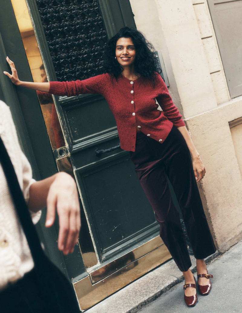 Jewel Button Cardigan-Ruby Red 6