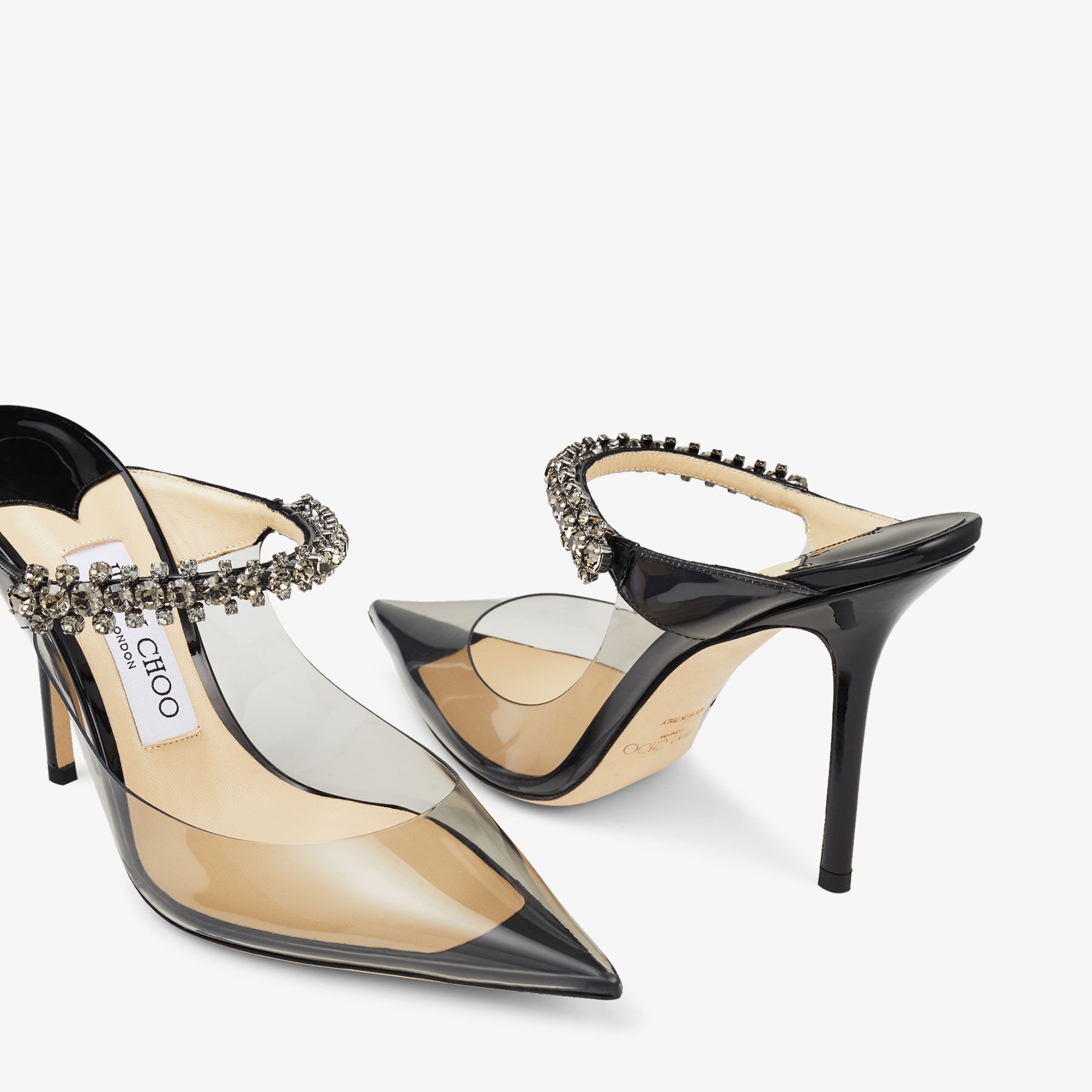 Bing 100
Black Patent Leather Mules with Crystal Strap - 4