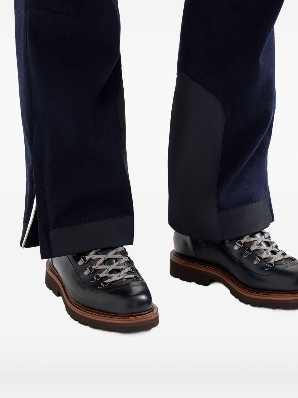 lace-up herringbone-detail hiking boots - 5