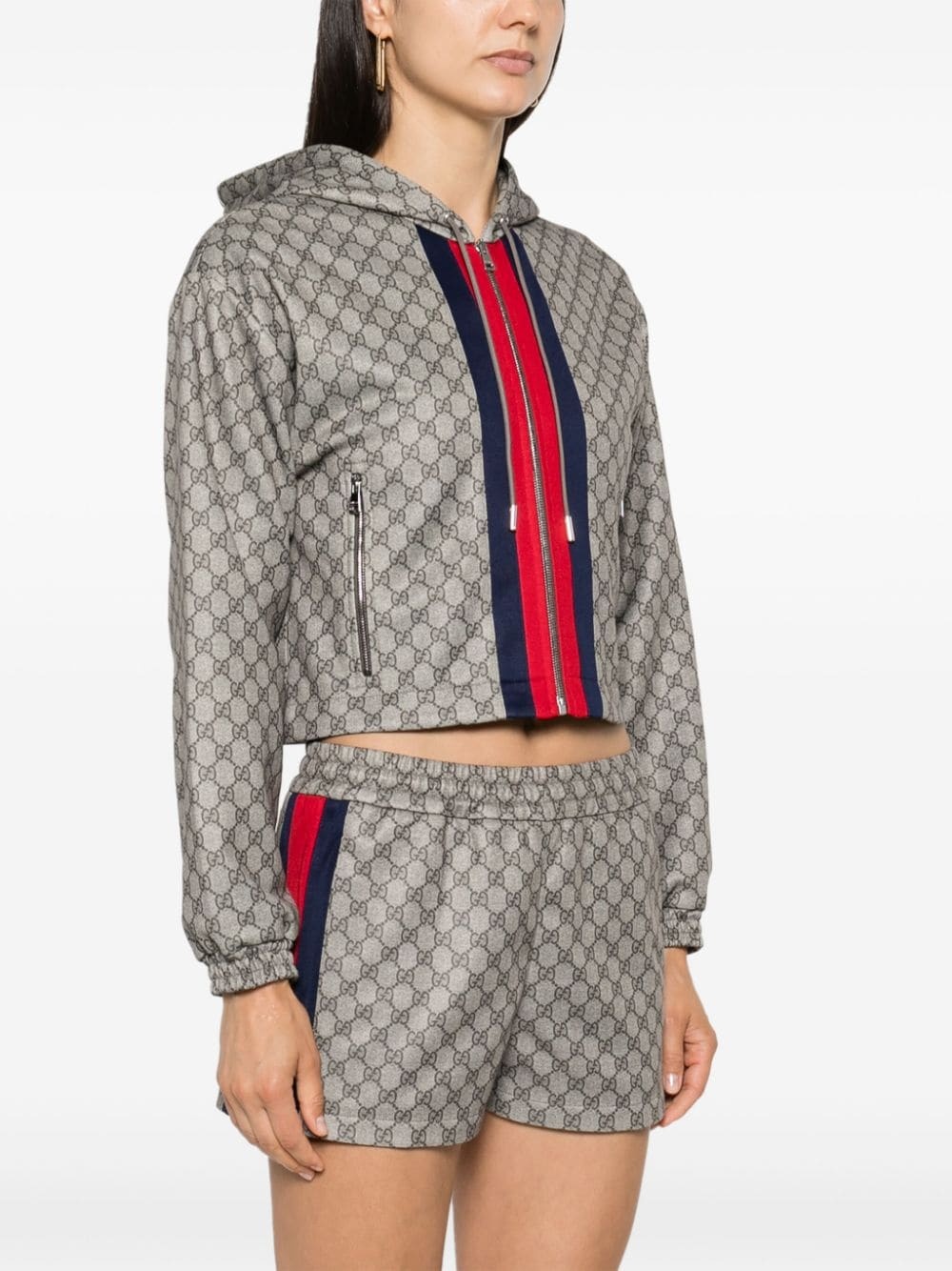 GG-logo zip-up cropped jacket - 3