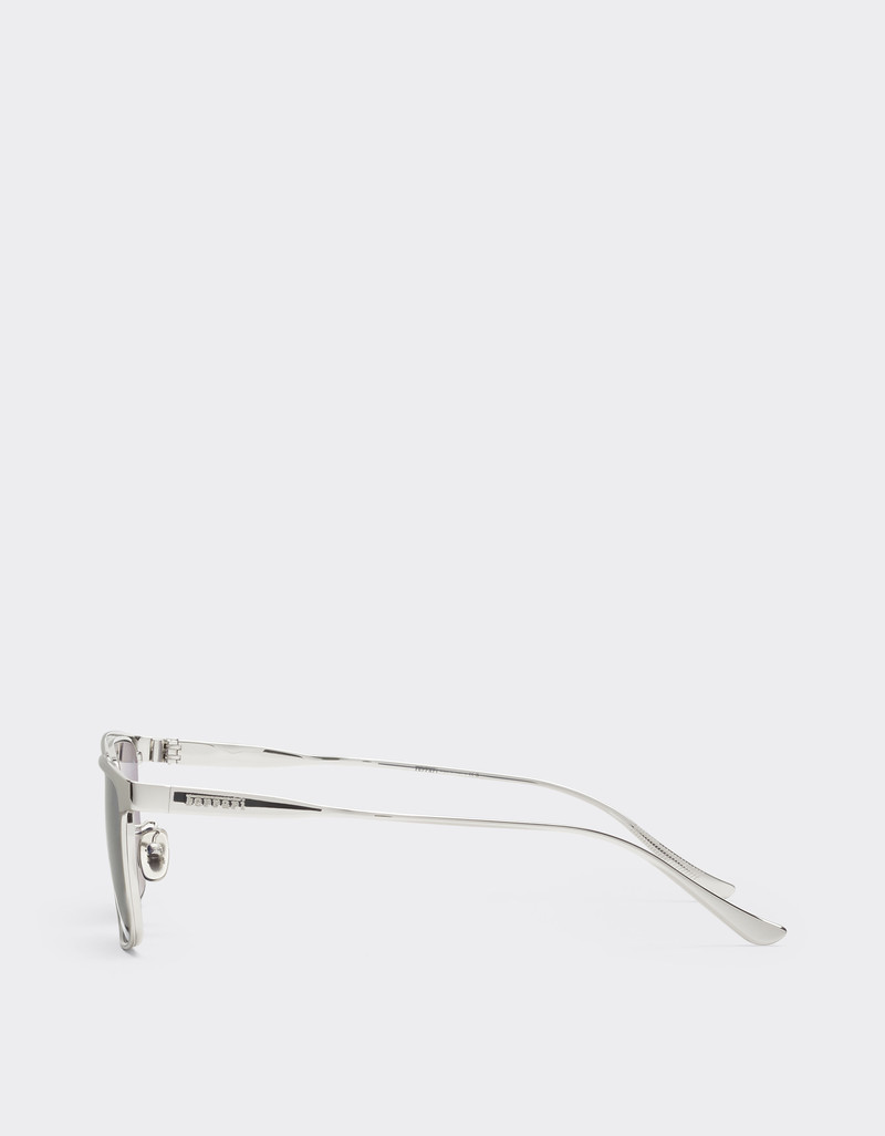 Ferrari sunglasses in matte silver metal with blue crystal lenses 4