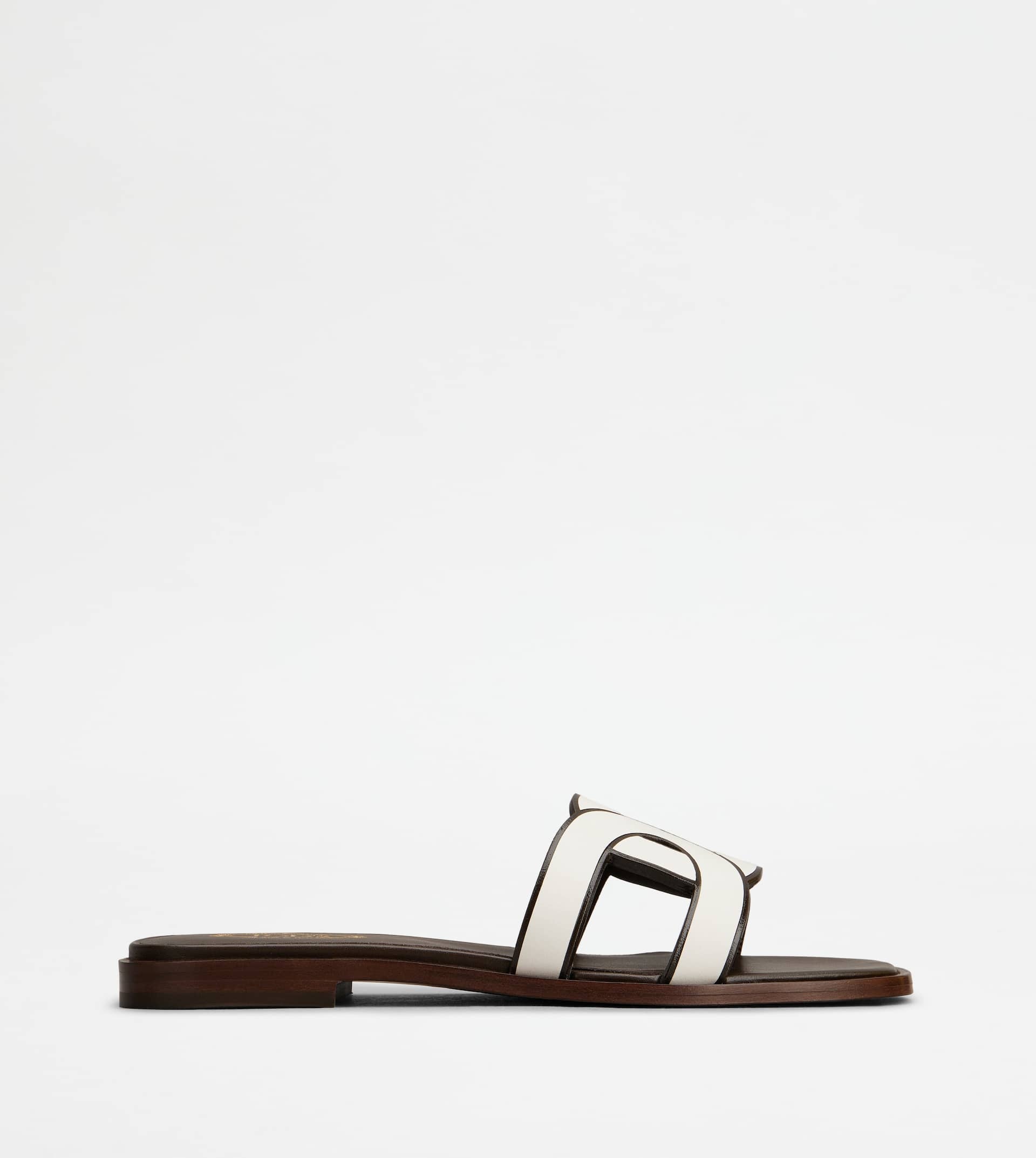 SANDALS IN LEATHER - WHITE - 1