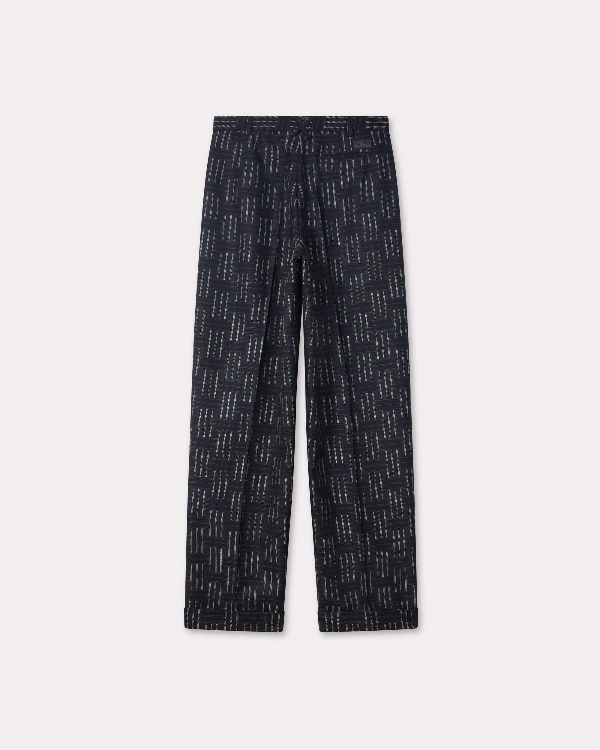 'KENZO Weave' straight pleated tailored pants in wool and cotton - 2