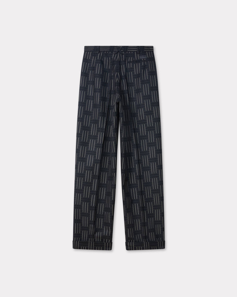 KENZO 'KENZO Weave' straight pleated tailored pants in wool and cotton outlook