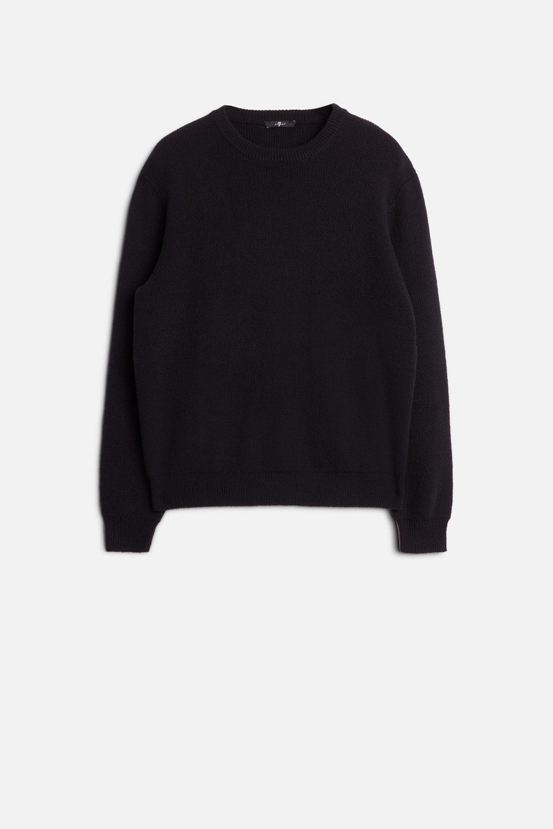Wool Blend Crewneck Sweater in Black 1
