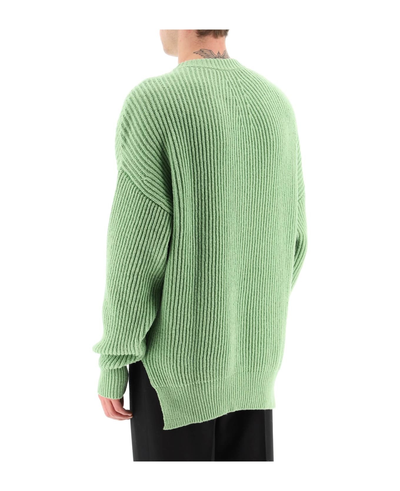 Mint Green Cotton And Wool Sweater - 3