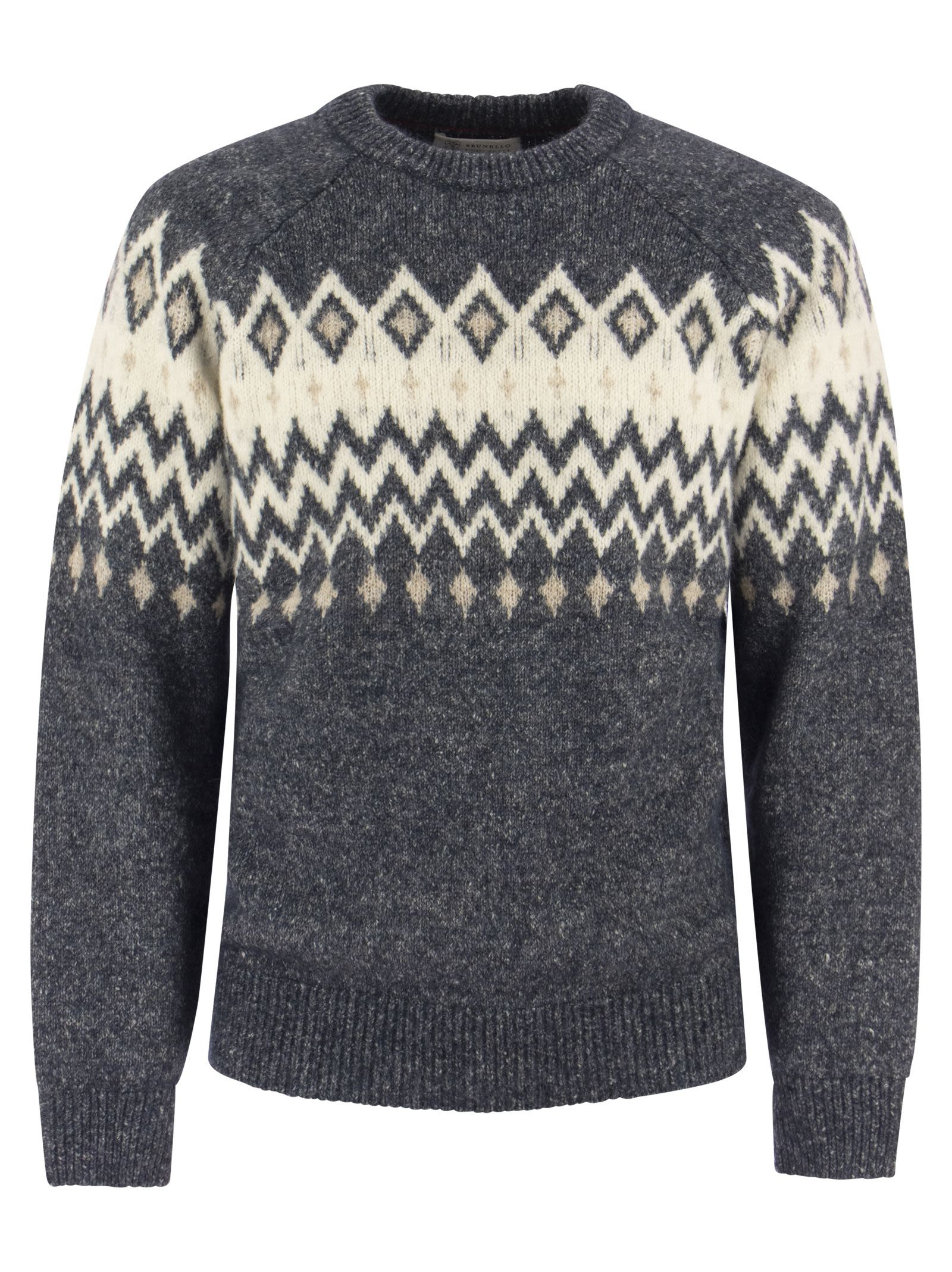 Brunello Cucinelli Men Icelandic Jacquard Buttoned Sweater In Alpaca, Cotton And Wool - 1
