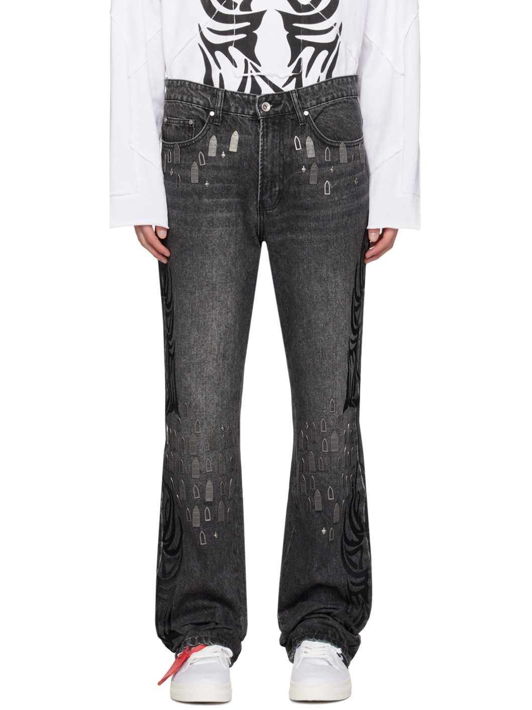 Black Centralized Hardware Jeans - 1