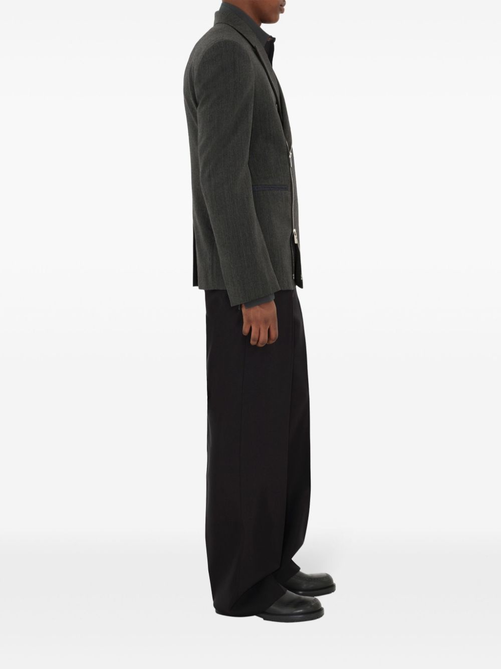 zip-up wool blazer - 3