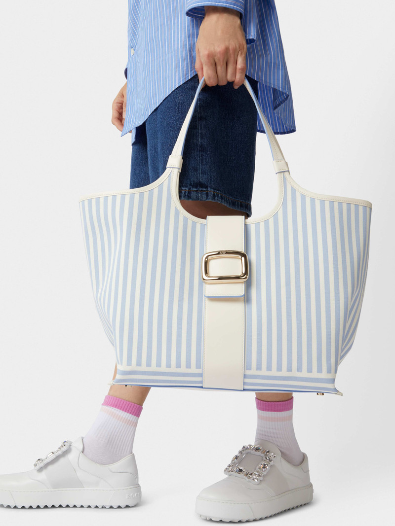 Viv' Choc Summer Stripes Medium Shopping Bag in Fabric 10