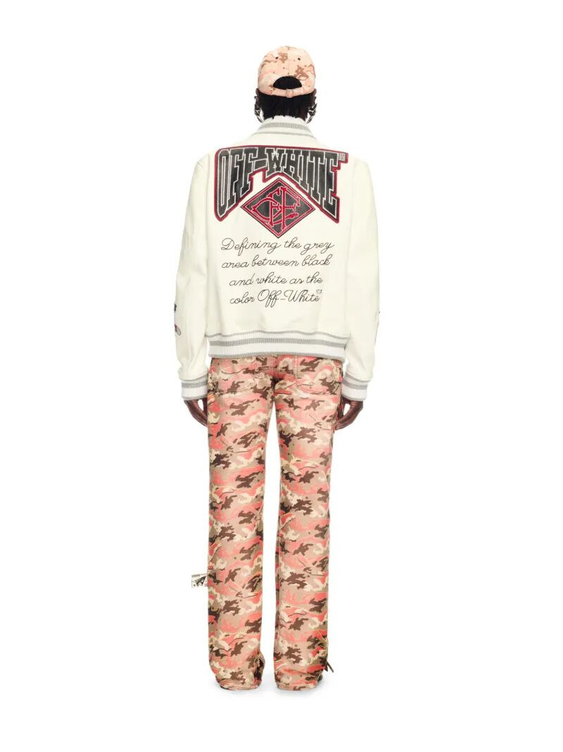 White Leather Crystal Varsity Jacket - 6
