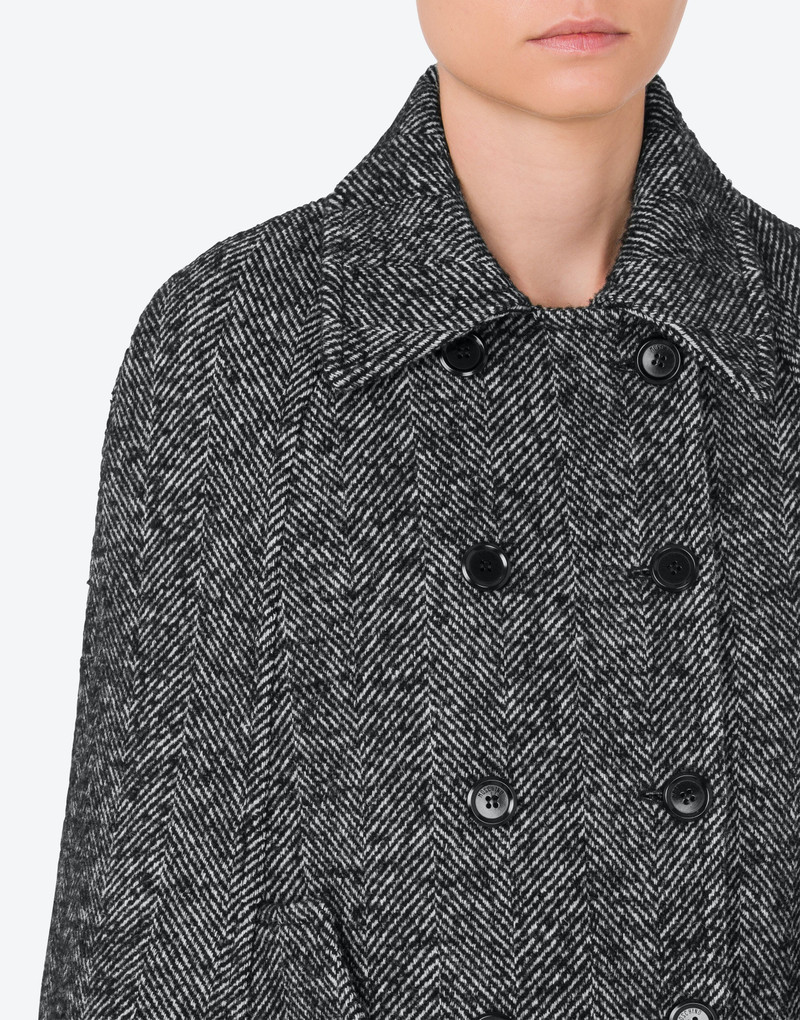 HERRINGBONE WOOL BLEND CAPE 4