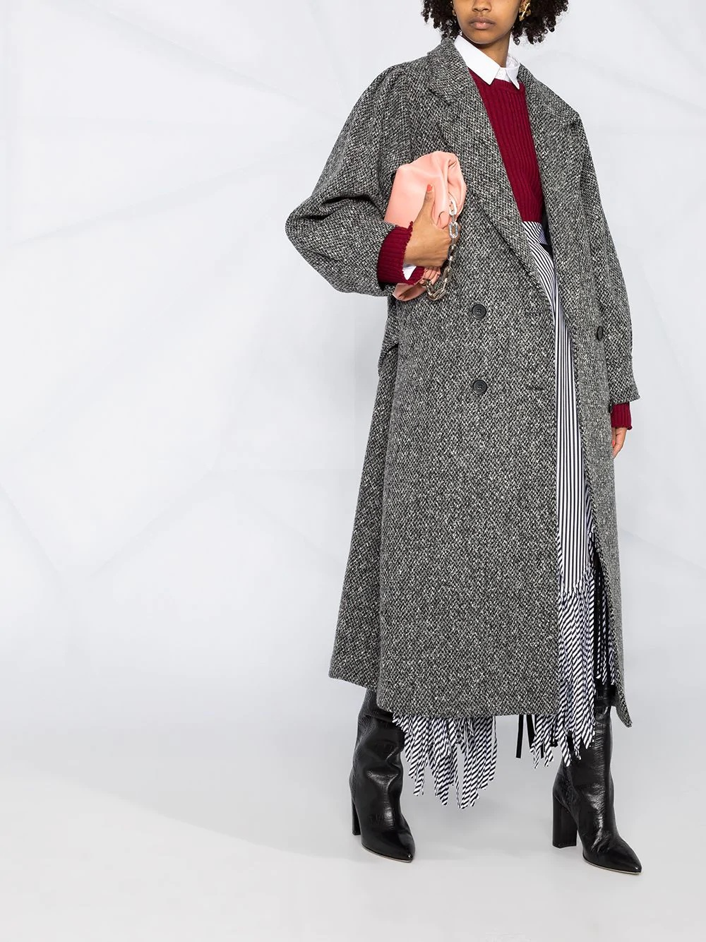 double-breasted virgin wool coat - 2