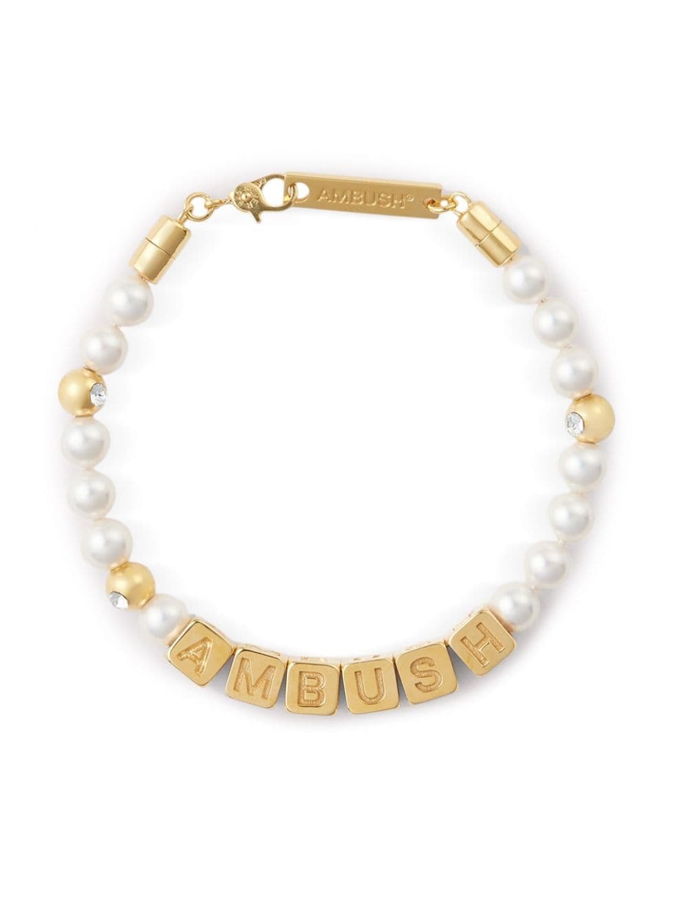 Letterblock pearl-embellished bracelet - 1