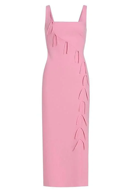Open Neck Bow Pencil Dress - 1