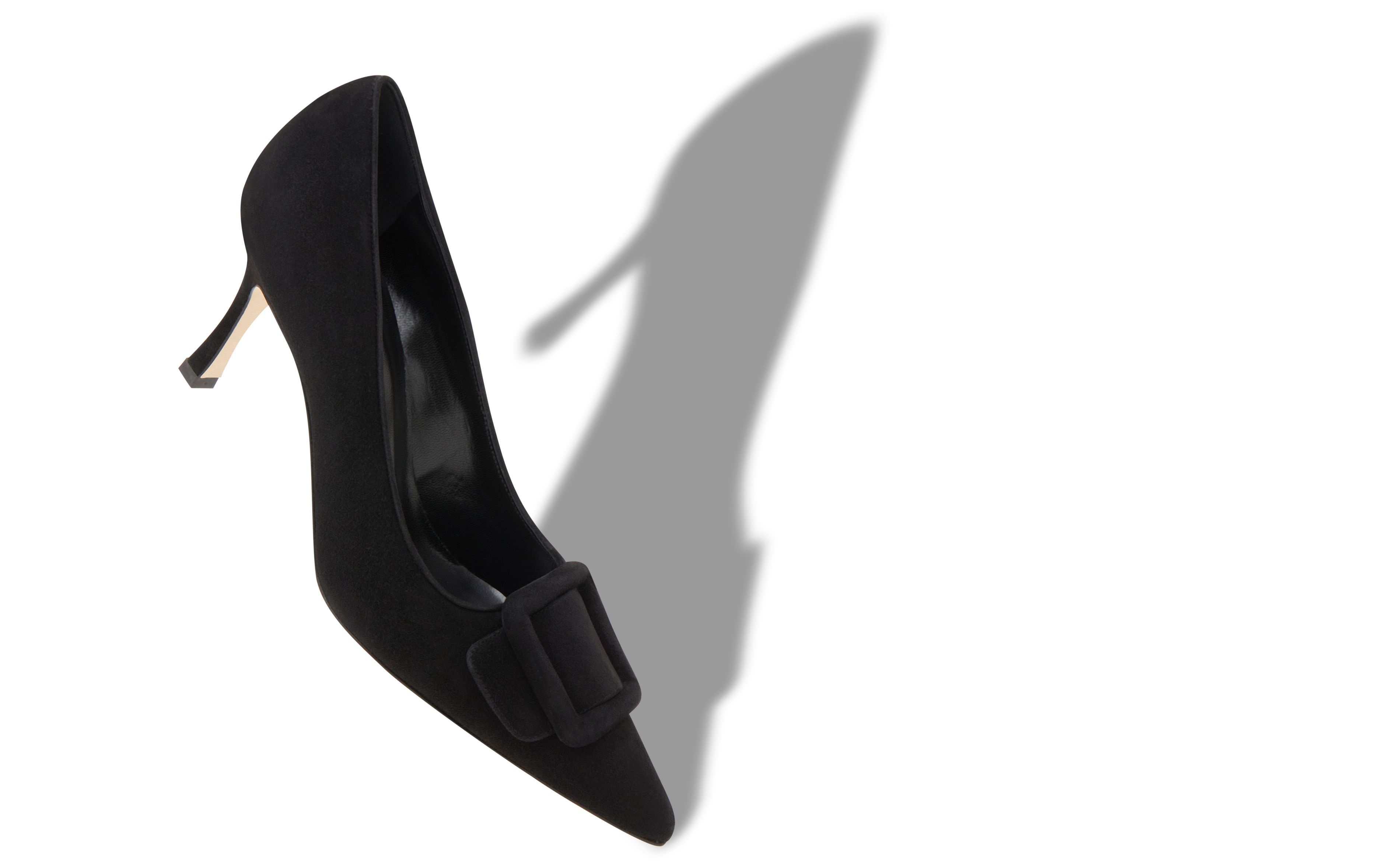 Black Suede Buckle Detail Pumps - 2