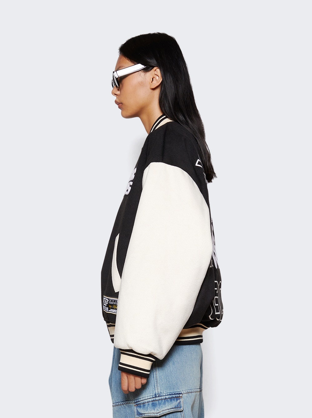 Wirdo Varsity Bomber Jacket Black and White - 4