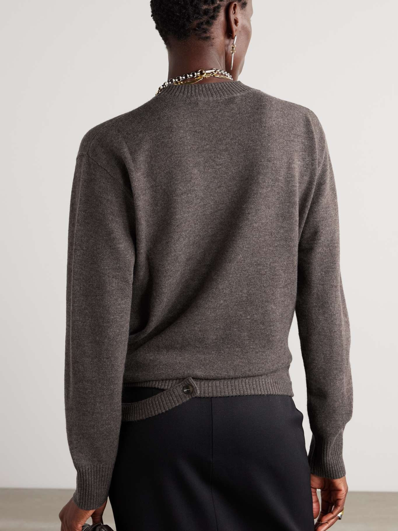 Fasten wrap-effect draped merino wool and cashmere-blend sweater - 3