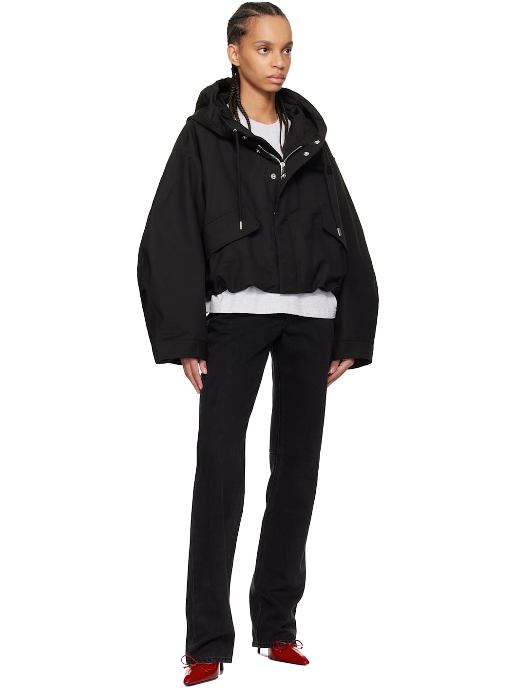 Black 'The Caraco cropped parka' Jacket - 4
