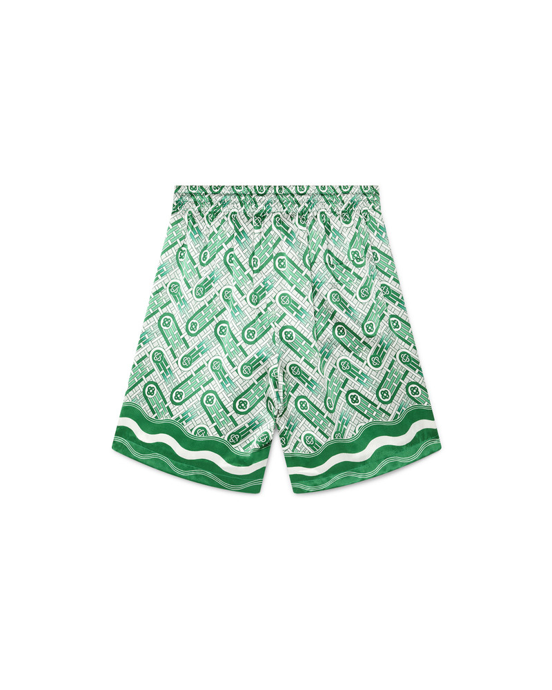 CASABLANCA Ping Pong Monogram Silk Shorts outlook