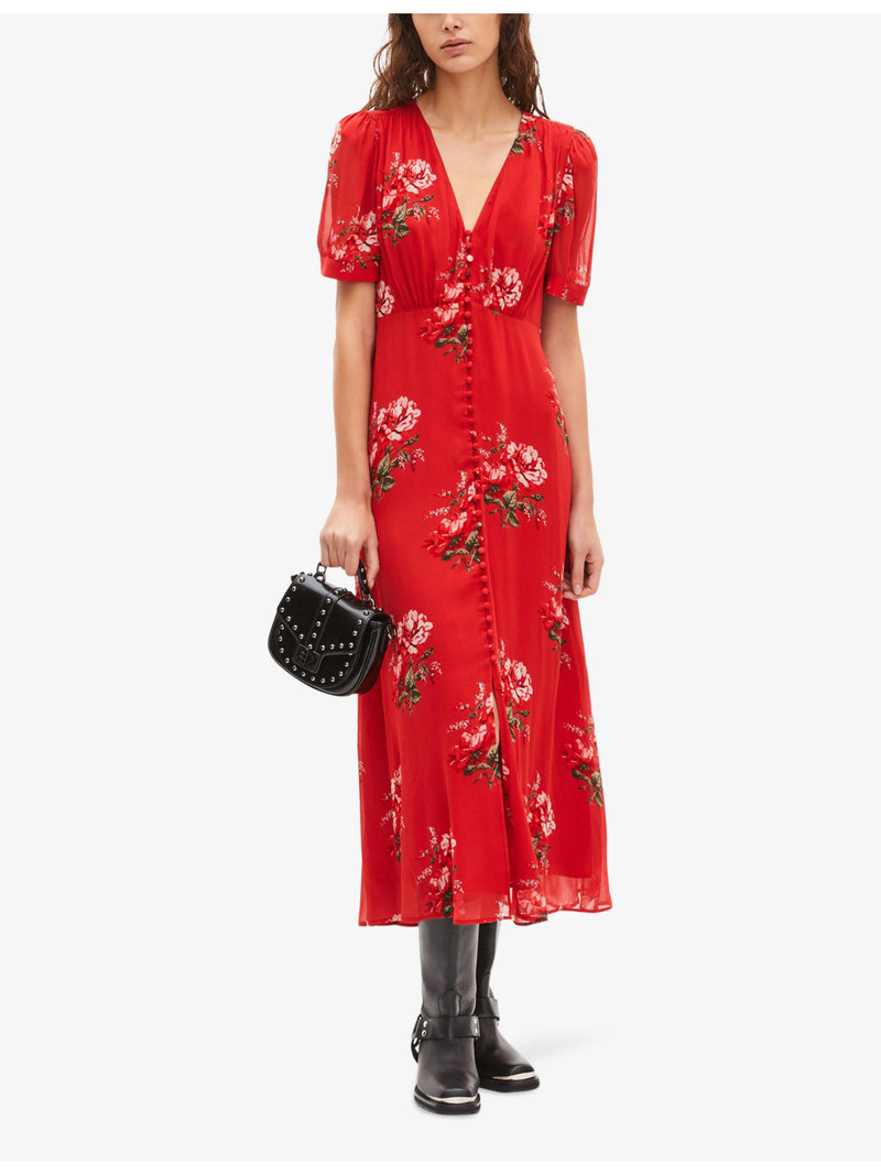 The Kooples V-Neck Floral-Print Woven Maxi Dress outlook