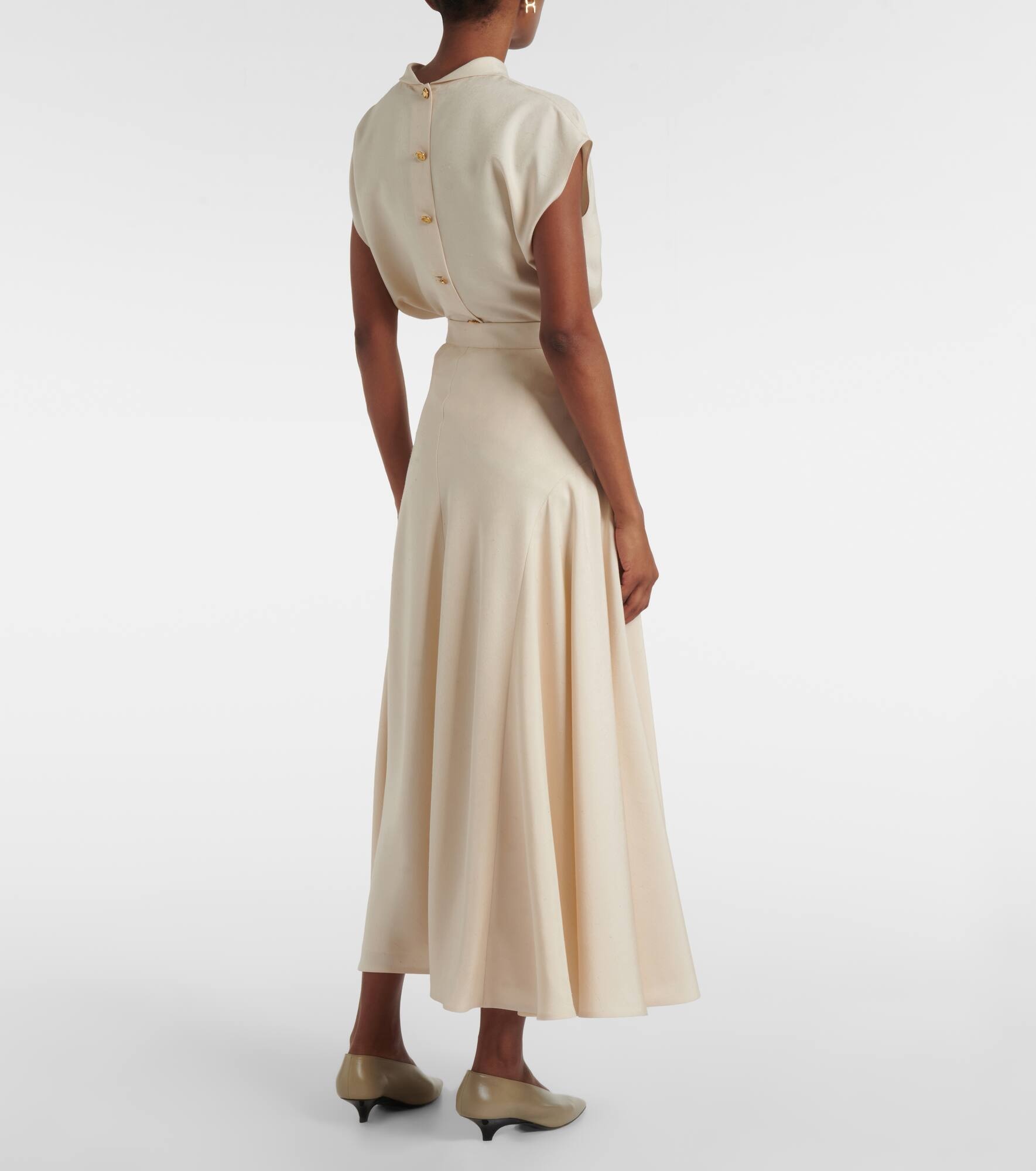 Giustina high-rise silk midi skirt - 3