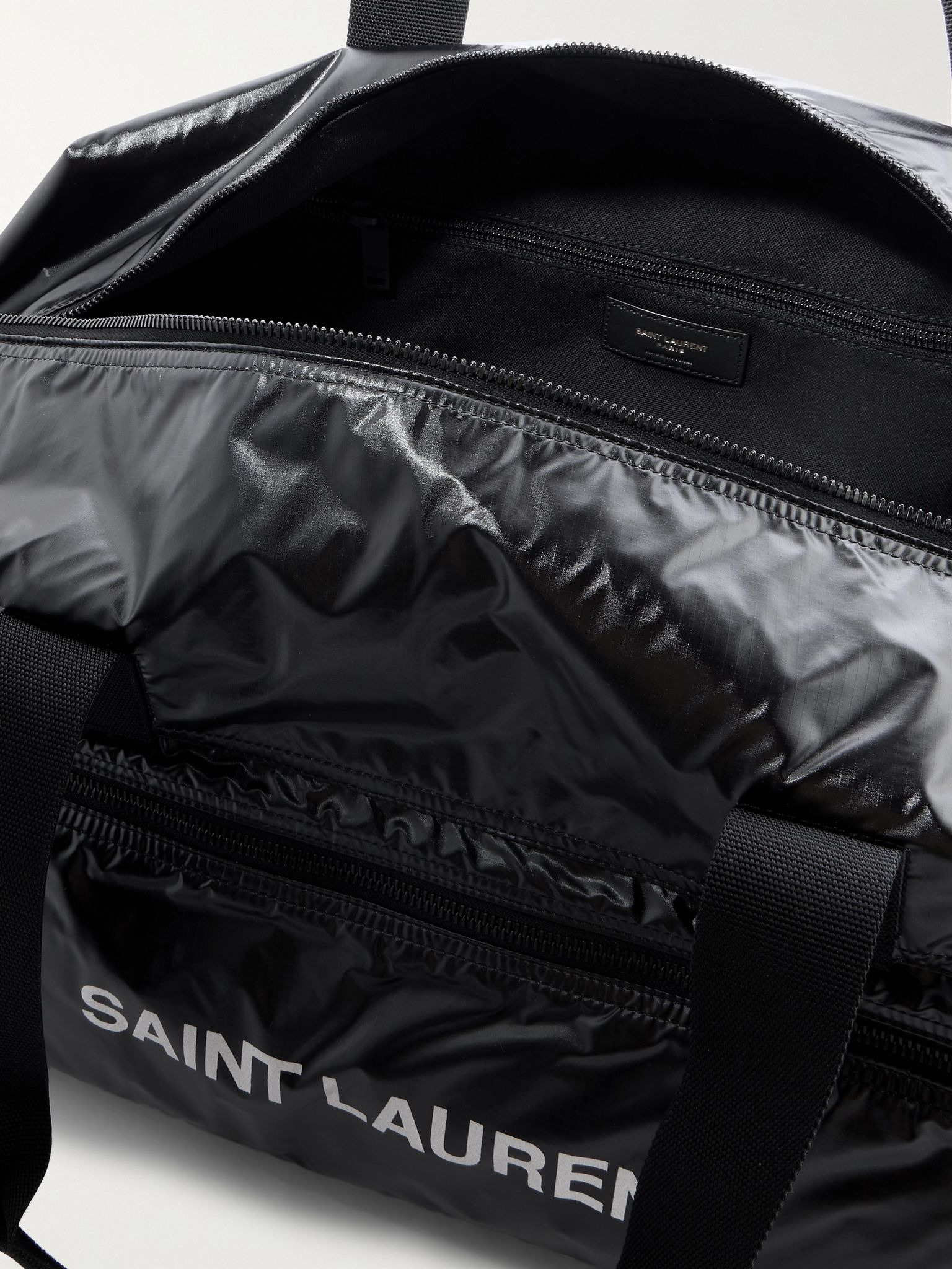 Logo-Print Glossed Nylon-Ripstop Duffle Bag Black - 5