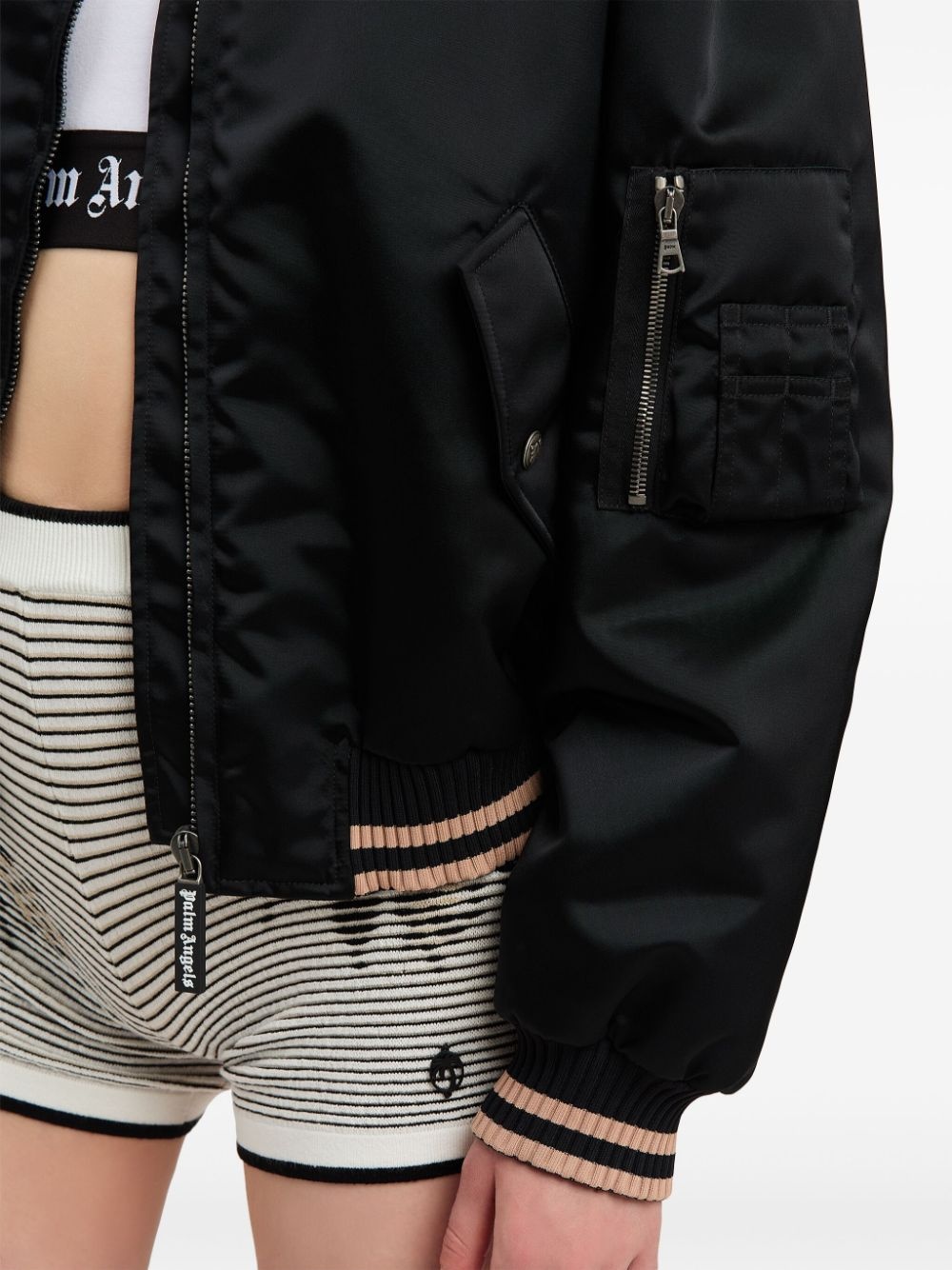 curved logo bomber jacket - 6
