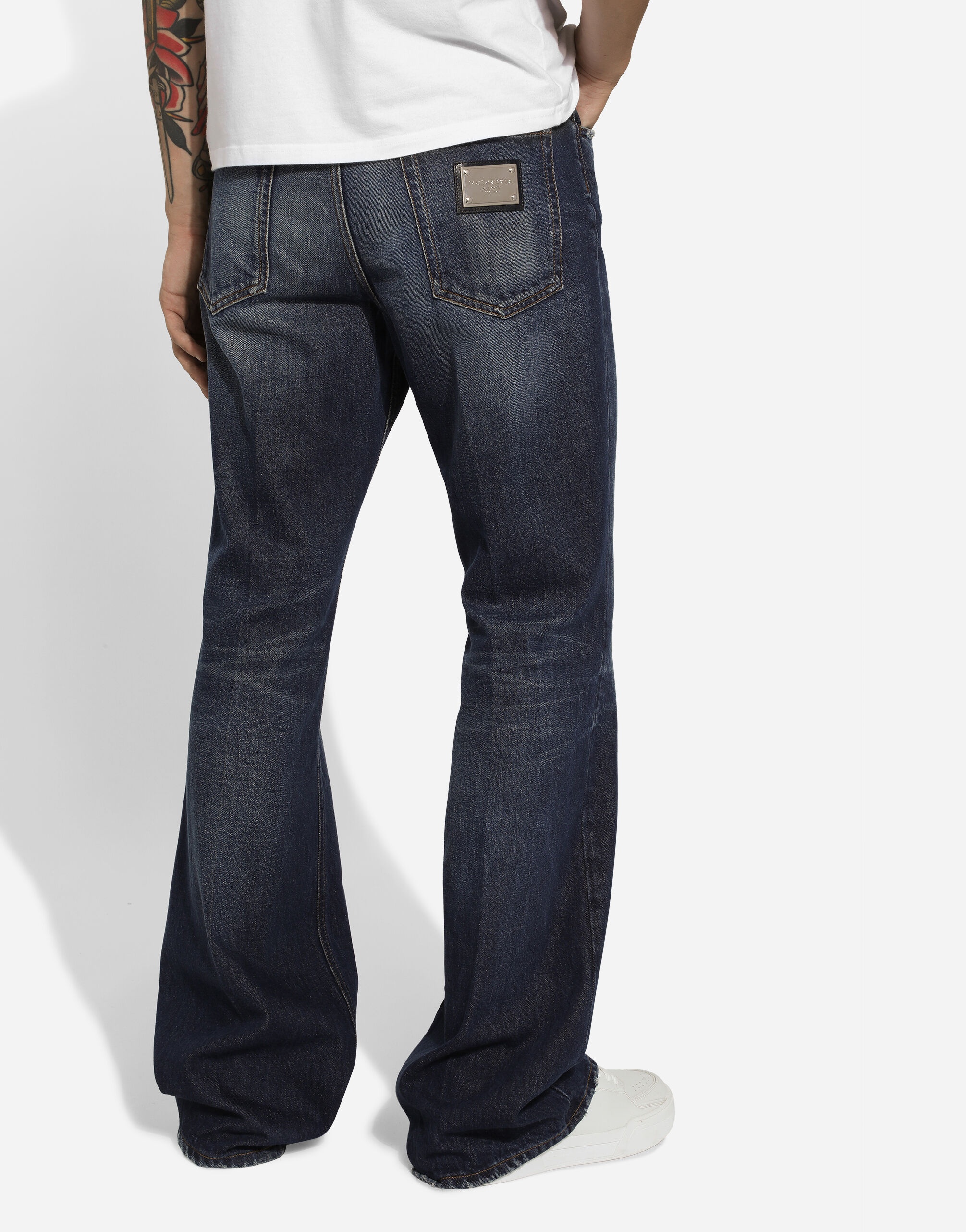 Flared blue denim jeans - 4