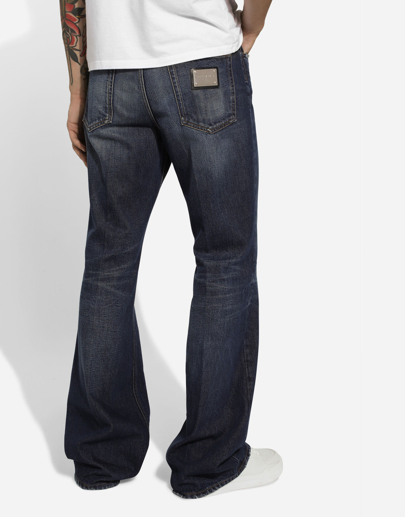 Flared blue denim jeans 4