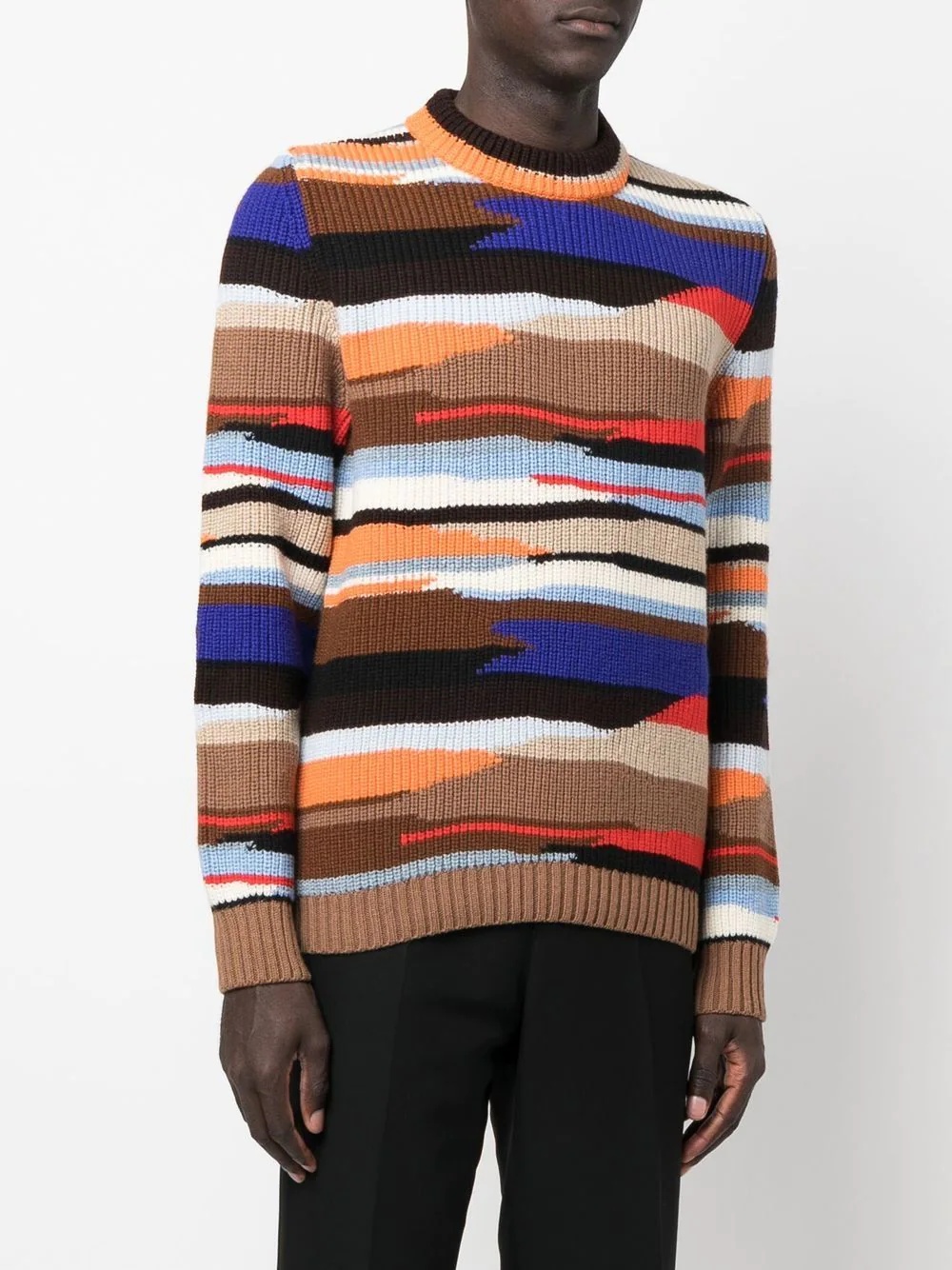 abstract-pattern ribbed-knit jumper - 3