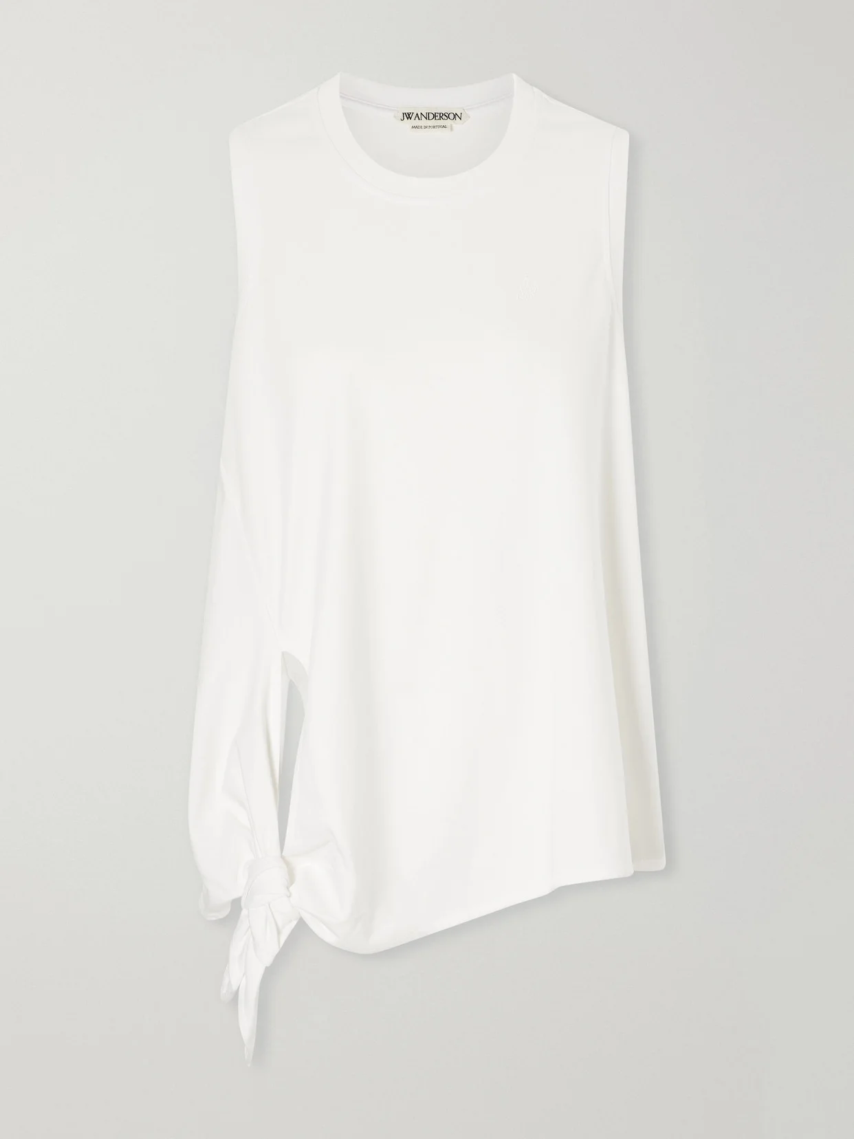 Knotted Logo-embroidered Cotton-jersey Tank - 1