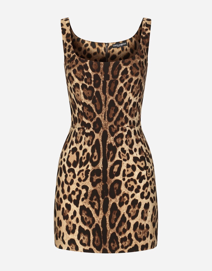 Short leopard-print charmeuse dress - 1
