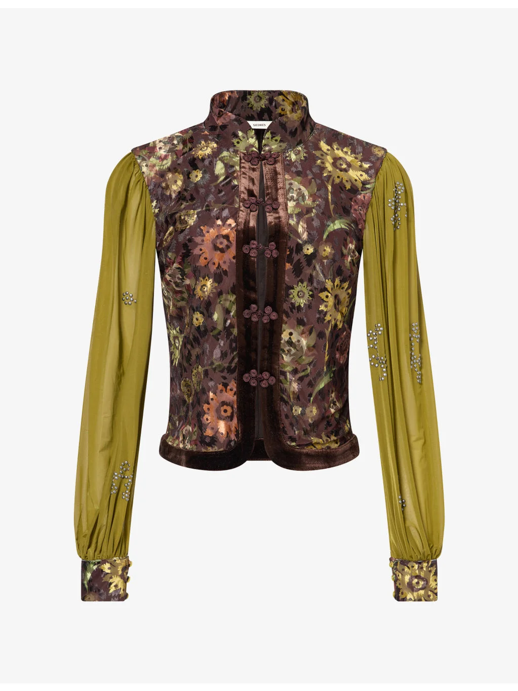 Gilie Floral-Pattern Velvet Top - 1