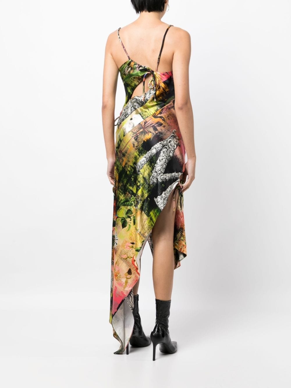 graphic-print asymmetric slip dress - 4