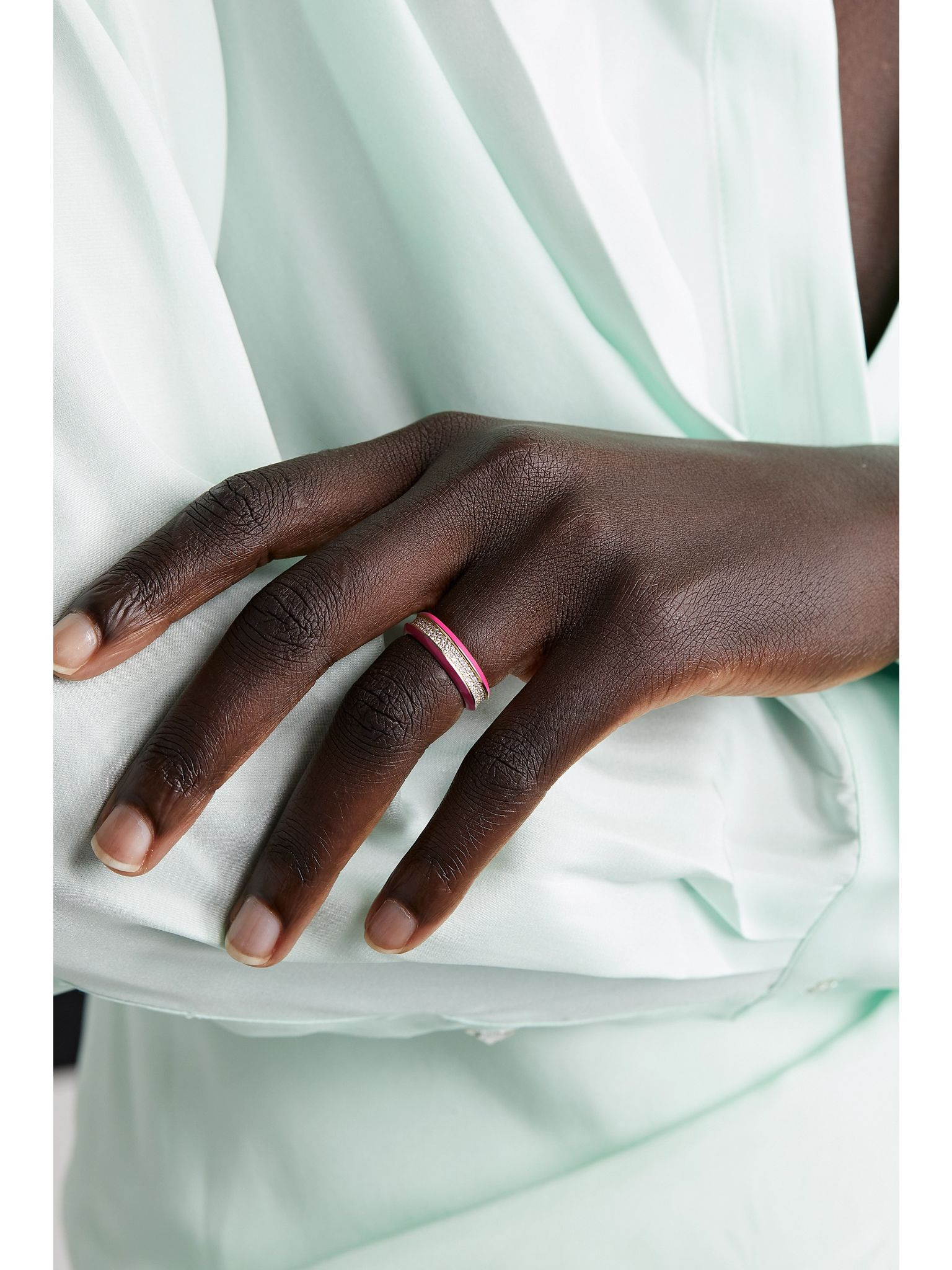 14-karat gold, enamel and diamond ring Pink - 2