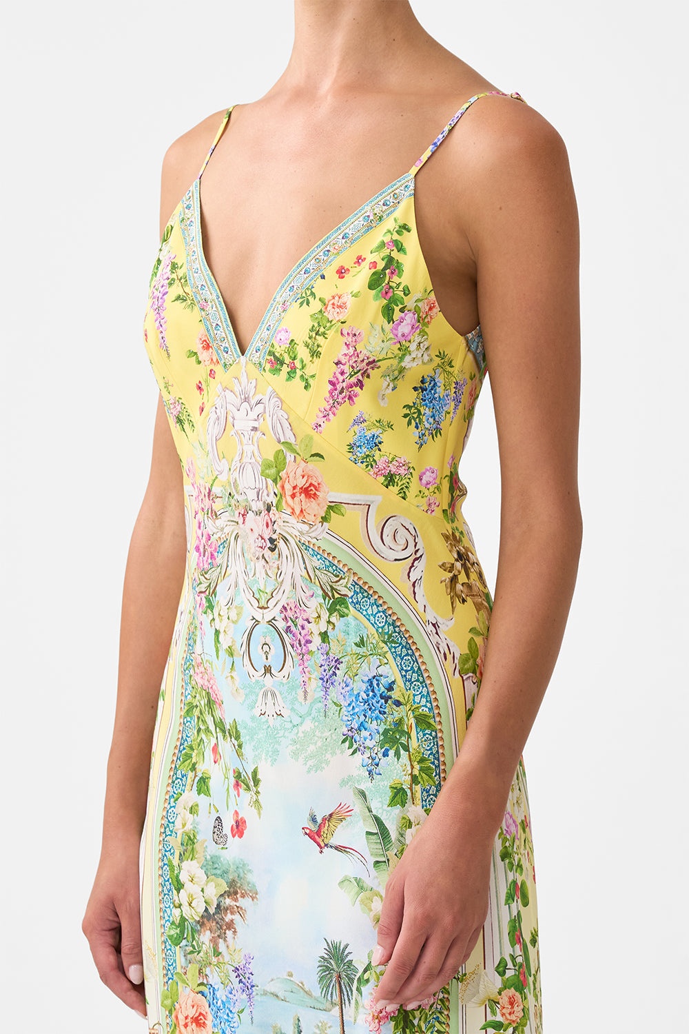 V NECK FULL LENGTH BIAS SLIP DRESS - 5