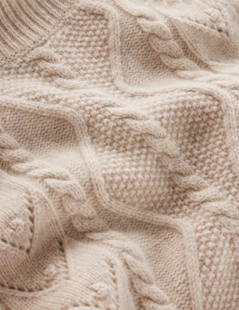 Marion Merino Rib Neck Sweater-Barley Cable 1