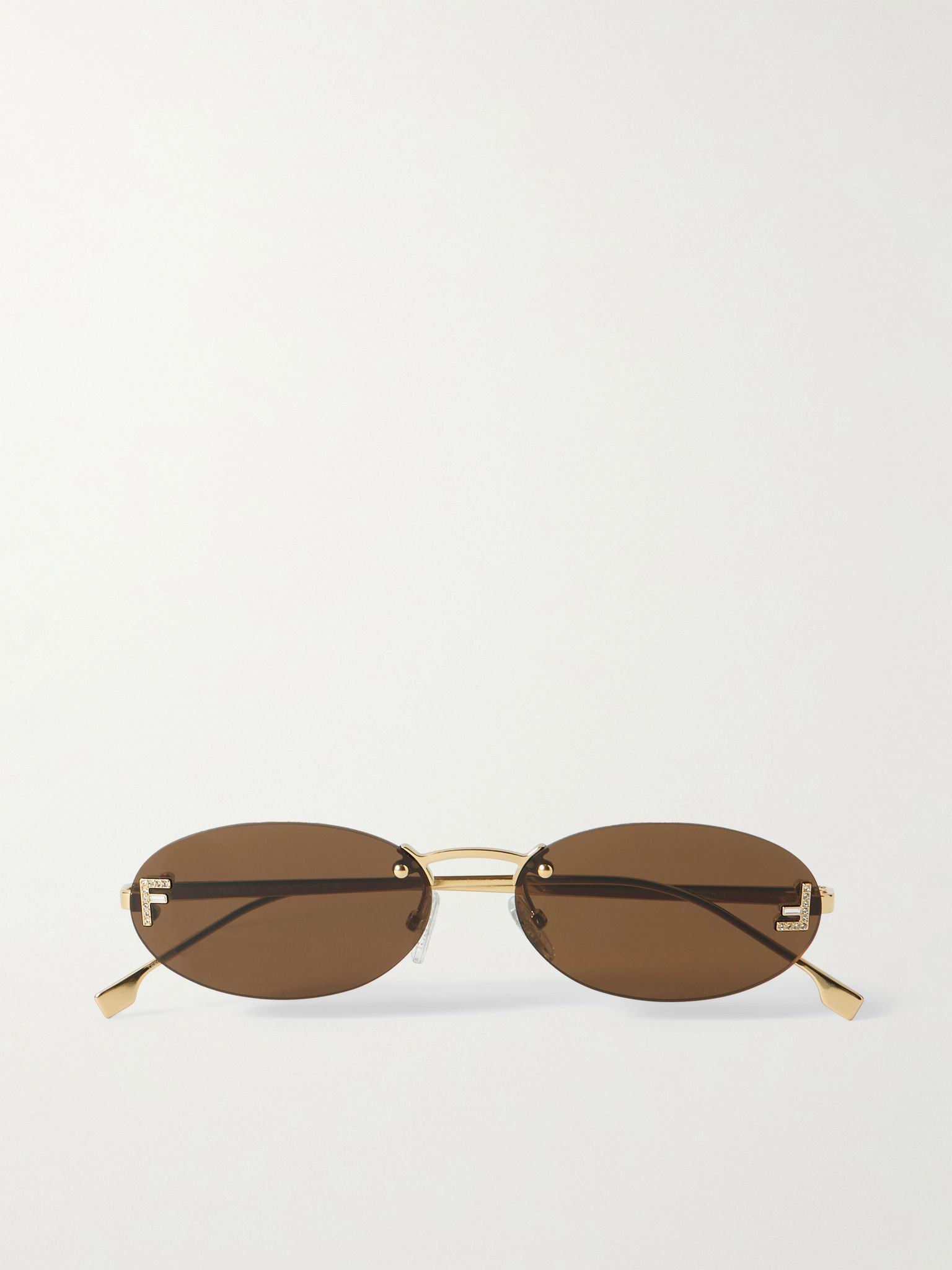 Oval-frame crystal-embellished gold-tone sunglasses Gold - 1