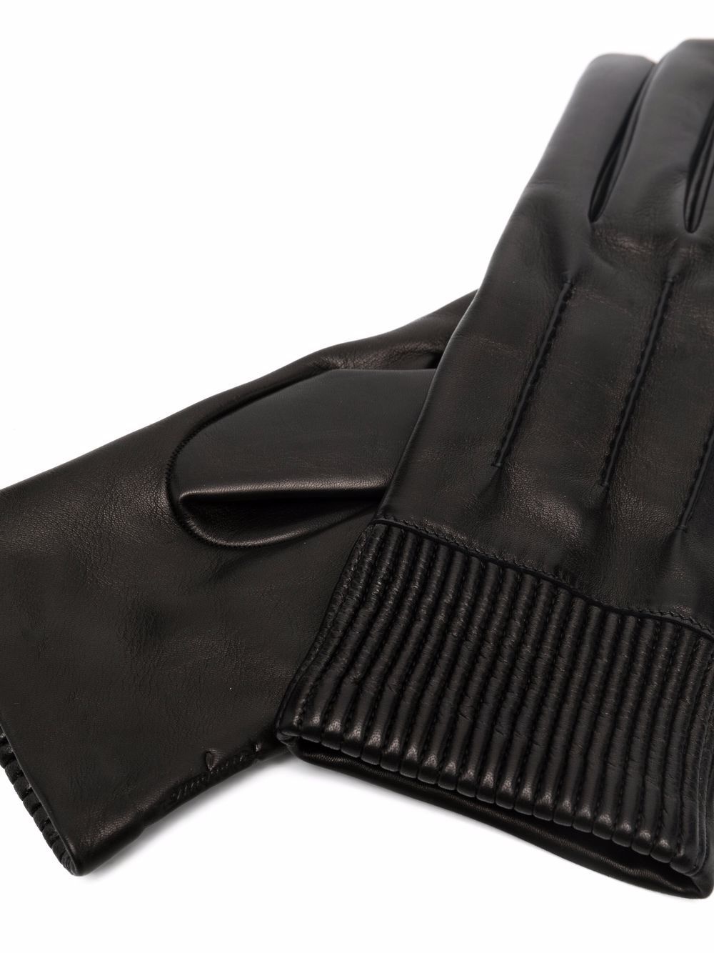 ribbed-cuff leather gloves - 2