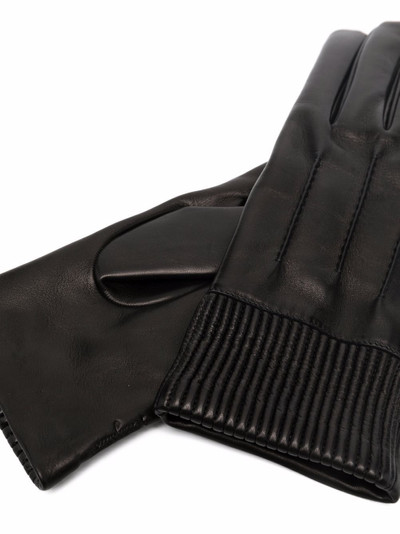 Salvatore Ferragamo ribbed-cuff leather gloves outlook